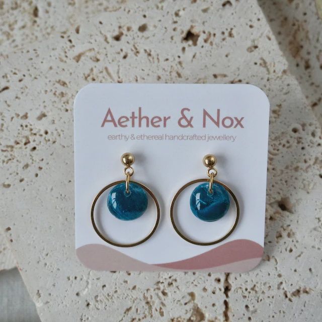 Alexandrite Green Stud Hoop, Colour: Alexandrite Green / Gold