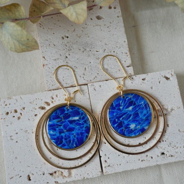 Celestial Kidney Duo Hoop, Colour: Sapphire Blue /Gold