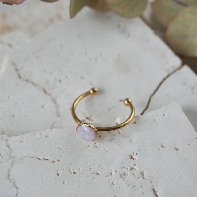 Blushed Lilac Adjustable Slim Ring, Colour: Blushed Lilac / Gold