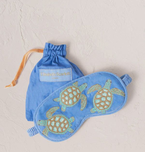 Swimming Turtle Caribbean Blue Velvet Eye Mask -