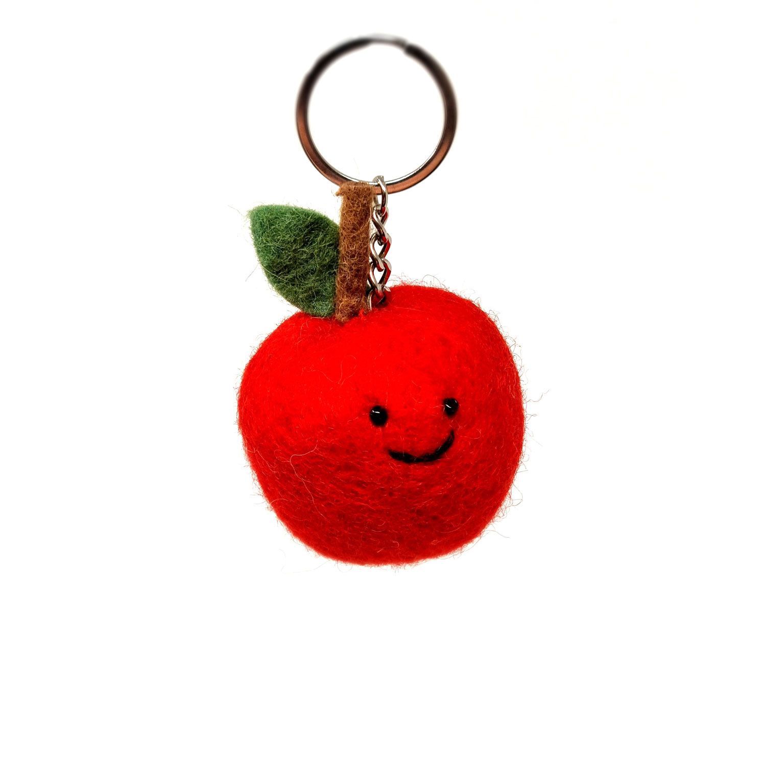 Red Apple - Wool Felt Keyring
