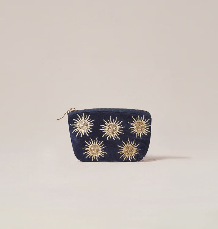Sun Goddess Navy Velvet Coin Purse