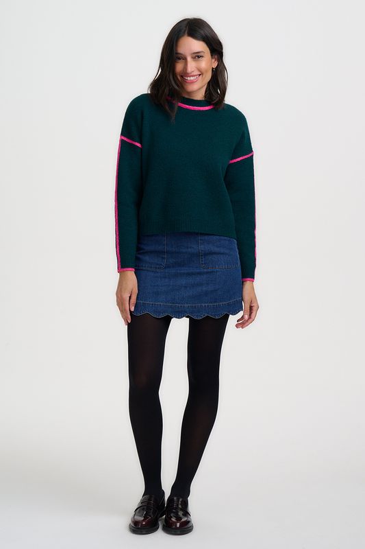 VAYDA SCALLOP DENIM MINI SKIRT