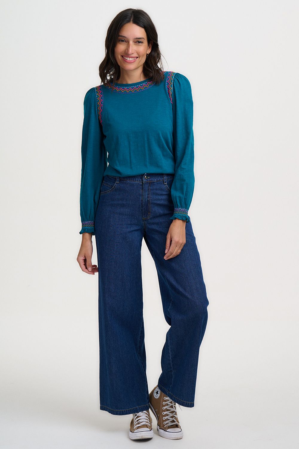 GIA BLOUSON SLEEVE JERSEY TOP