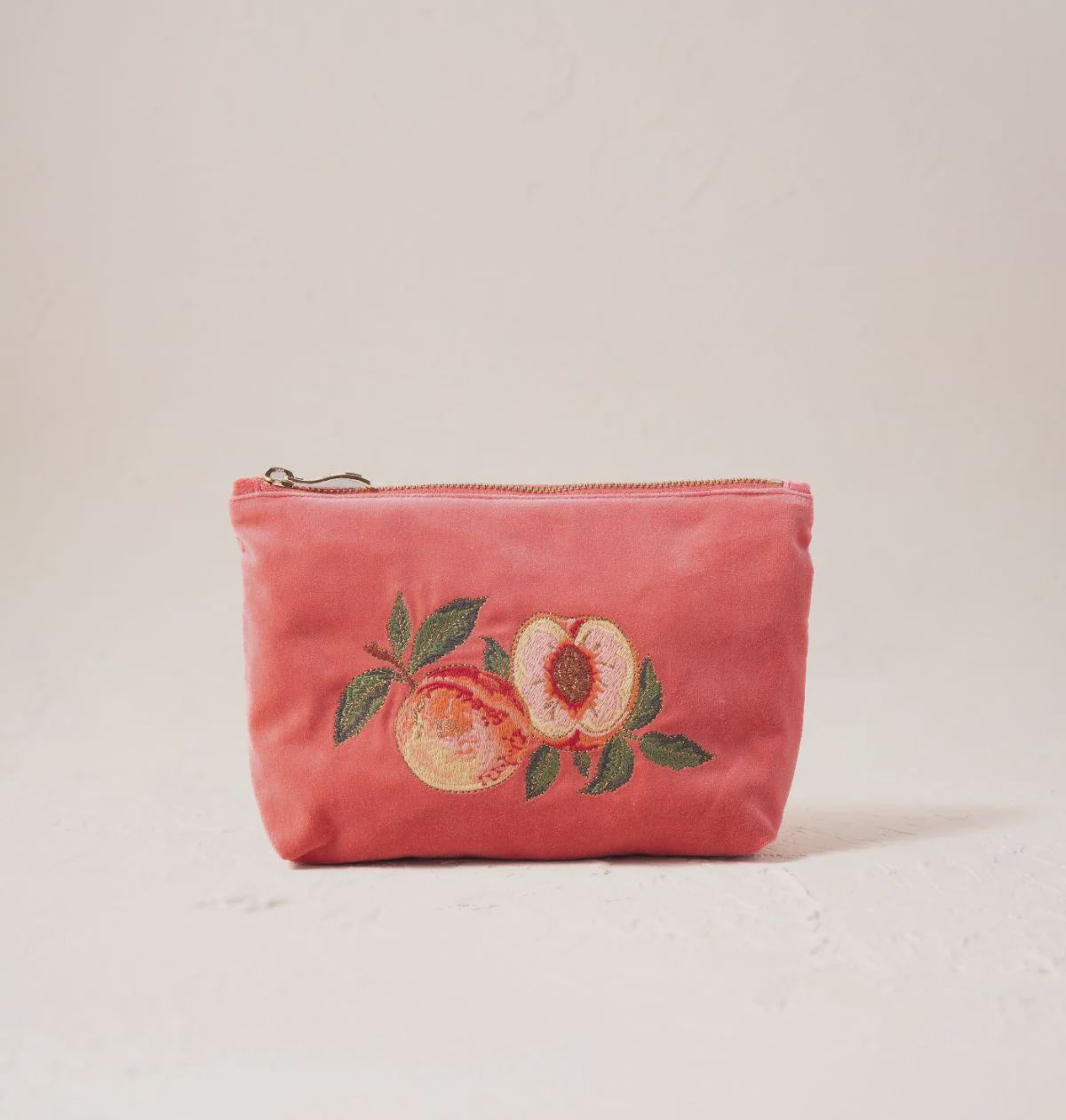 Summer Peach Velvet Mini Pouch Spiced Coral