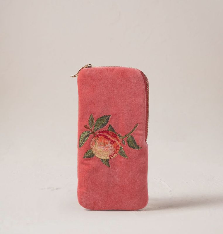 Summer Peach Velvet Glasses Case Spiced Coral