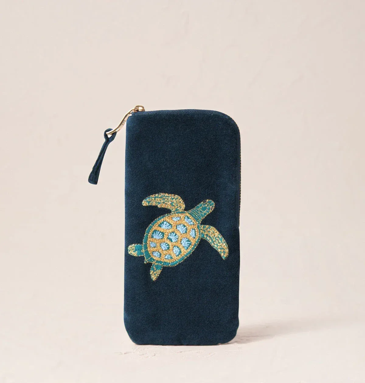 Turtle Conservation Velvet Glasses Case - Marine Navy