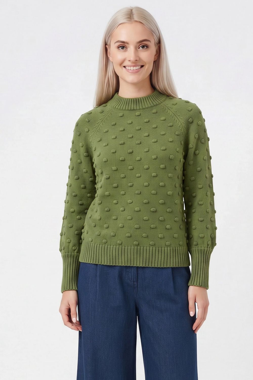 Bobble Knit Epsom Green GOTS Certified