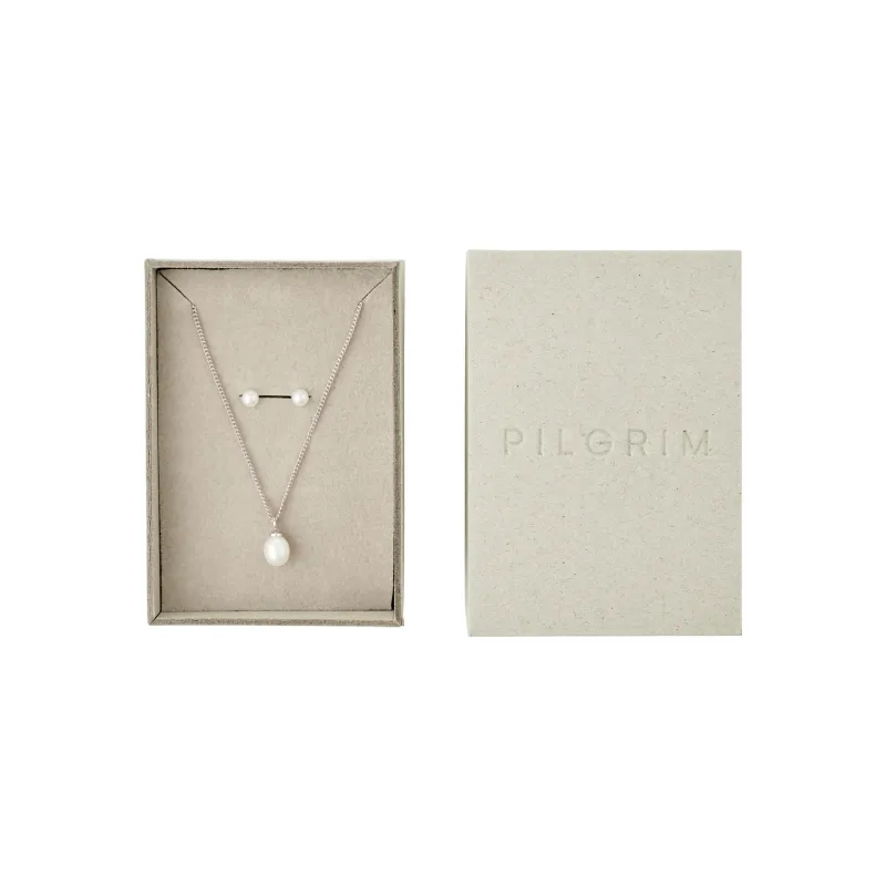 EVENA gift set, necklace &amp; earstuds, silver-plated