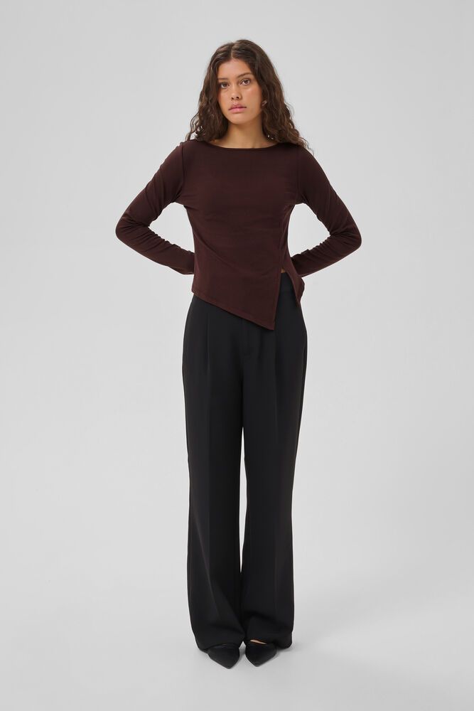 MWNupti Asymmetric Blouse - Dark Brown - Brown