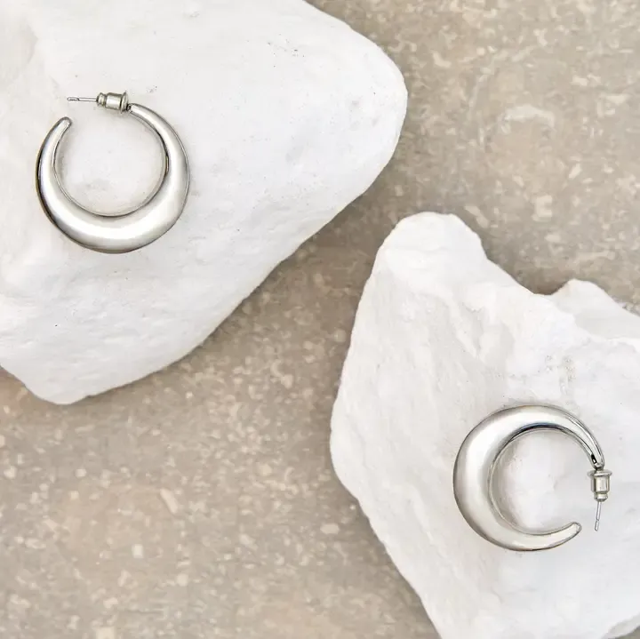 Moon Earrings - Silver
