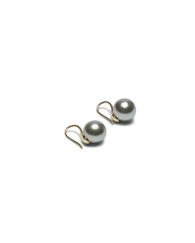 Cambridge Pull Through Ball Earrings - Pearl