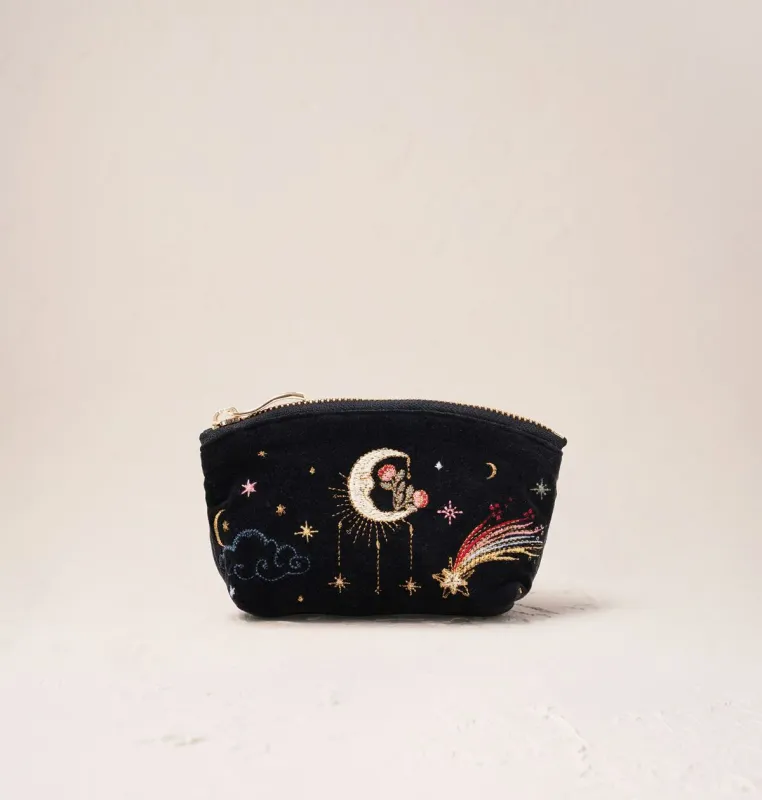 Aurora Lights Velvet Coin Purse - Charcoal