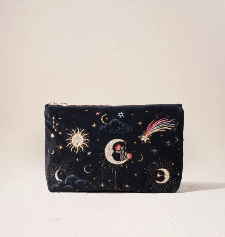 Aurora Lights Velvet Everyday Pouch - Charcoal