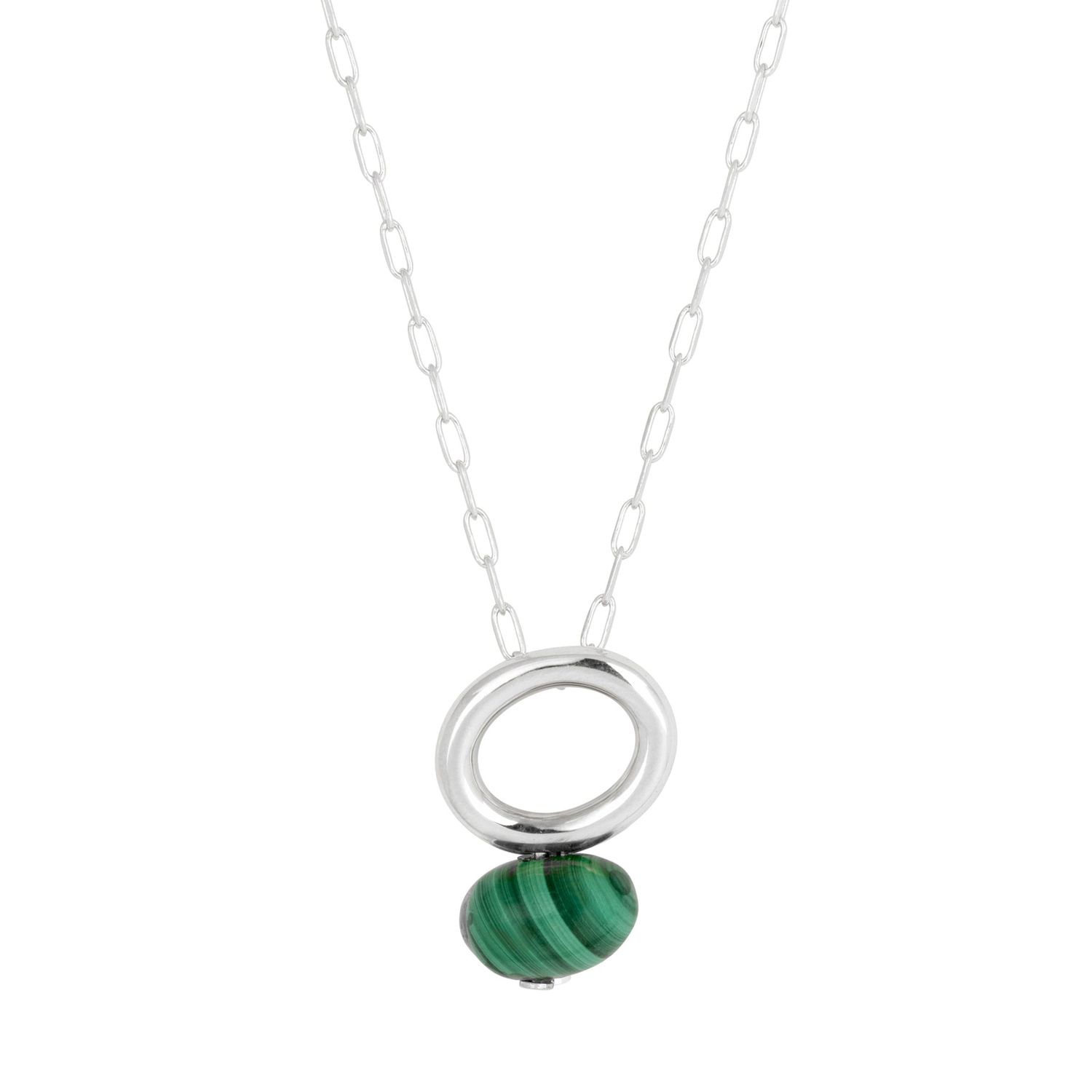 Malachite Silver Halo Necklace