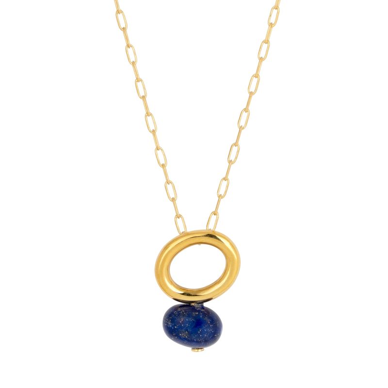 LAPIS GOLD HALO NECKLACE