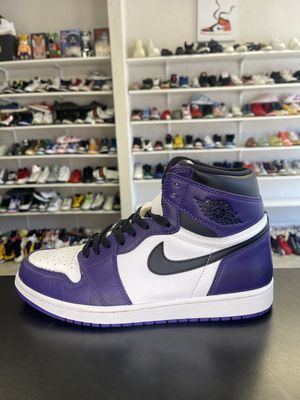 J1 “COURT PURPLE WHT”  (SZ10.5)  USED/OG BOX