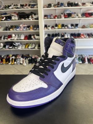 J1 “COURT PURPLE WHT”  (SZ10.5)  USED/OG BOX