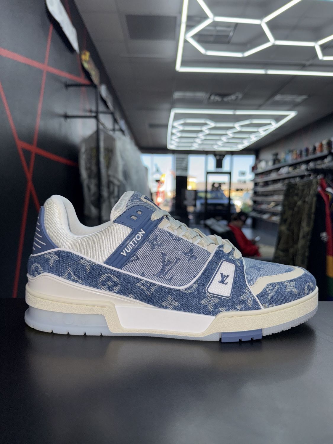 LOUIS VUITTON TRAINER “DENIM”  (SZ 11-11.5us)  WORN 1X/OG ALL
