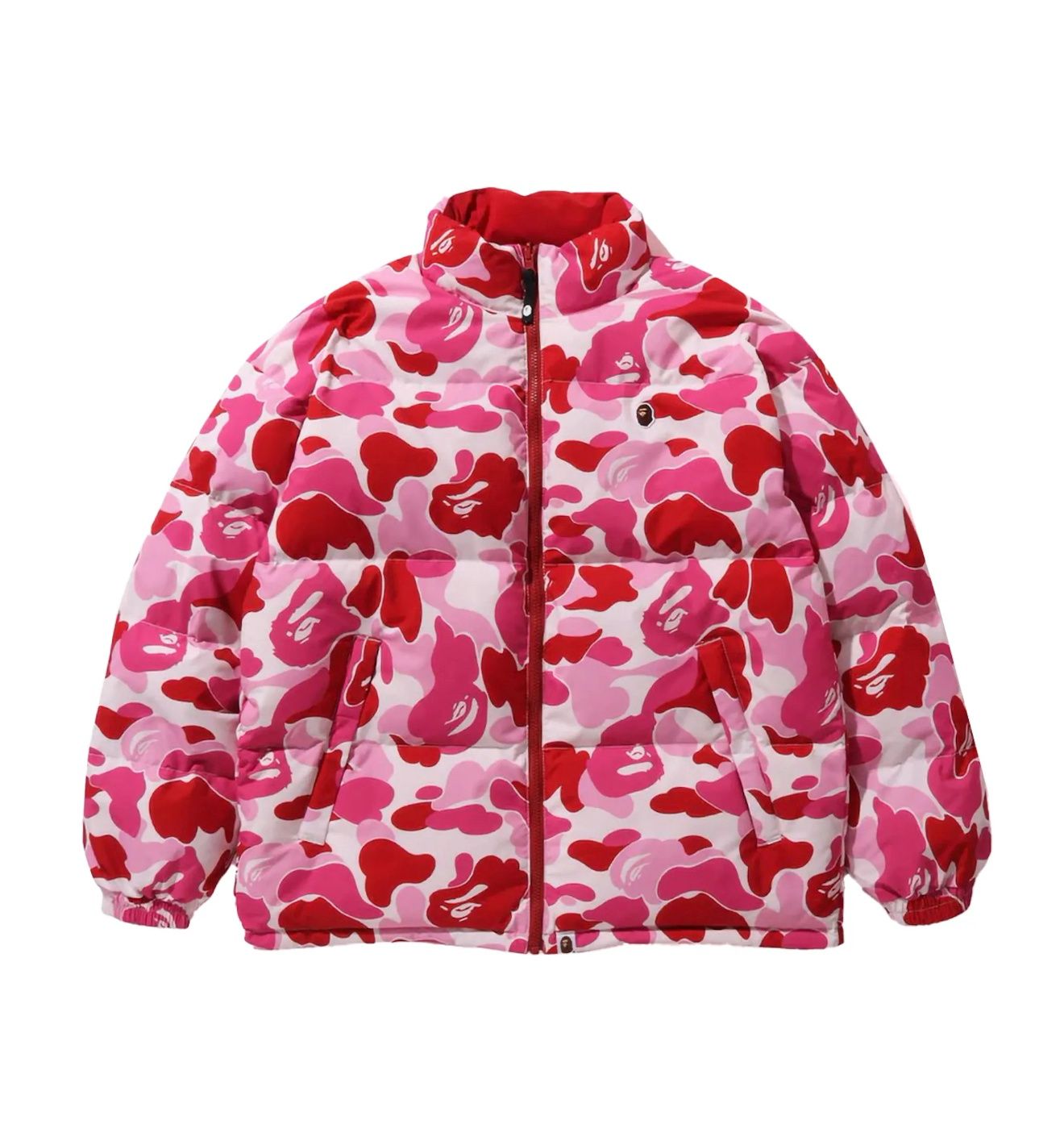 BAPE ABC DOWN REVERSIBLE JACKET “PINK CAMO/RED”  (LARGE)  USED