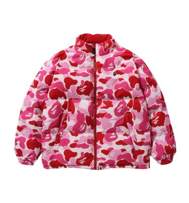 BAPE ABC DOWN REVERSIBLE JACKET “PINK CAMO/RED”  (LARGE)  USED