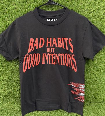 NAV x VLONE TEE “BAD HABITS/BLK”  (SMALL)  NEW