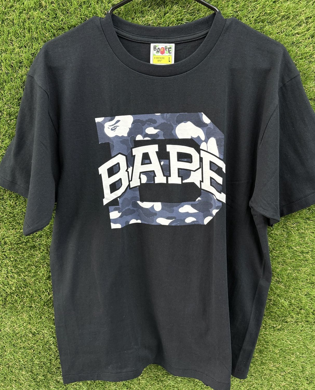 BAPE TEE “BLK/NAVY”  (LARGE) NEW
