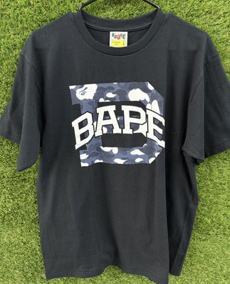 BAPE TEE “BLK/NAVY”  (LARGE) NEW