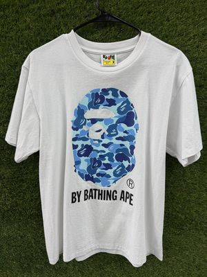BAPE TEE “WHT/BLUE”  (MEDIUM) NEW