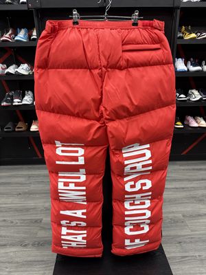 AWFUL LOTTA COUGH SYRUP PUFFER PANTS “RED”  (X-LARGE)  NEW