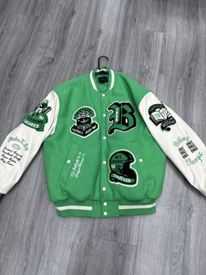 H&amp;M LETTERMAN JACKET “GRN”  (LARGE)  PRE-OWNED