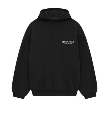ESSENTIALS FLEECE HOODIE “BLK/FW24”  (MEDIUM)  NEW