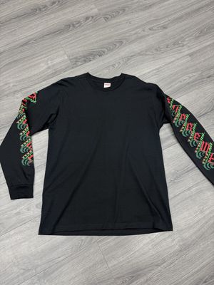 SUPREME LONG-SLEEVE “BLK/STRAWBERRY”  (LARGE)  PRE-ONWED