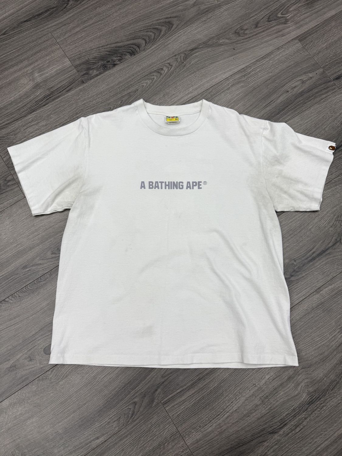 BAPE TEE “WHT/BUSY WORKS”  (X-LARGE)  USED