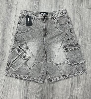 HOMME &amp; FEMME OVERSIZED JORTS  “GREY/BLK”   (40w)   NEW