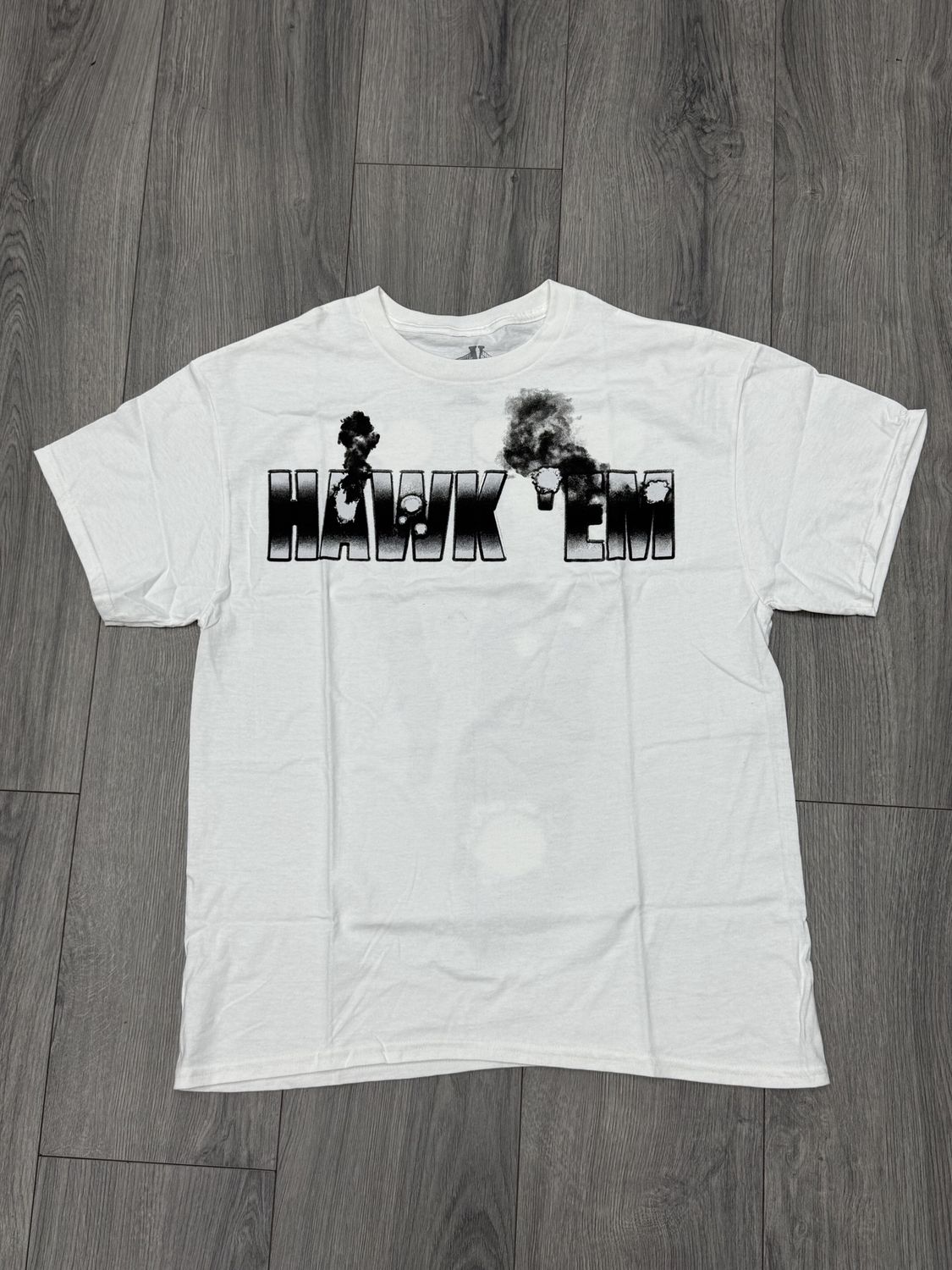 VLONE x POP SMOKE TEE “HAWK EM/WHT”  (SMALL)  NEW