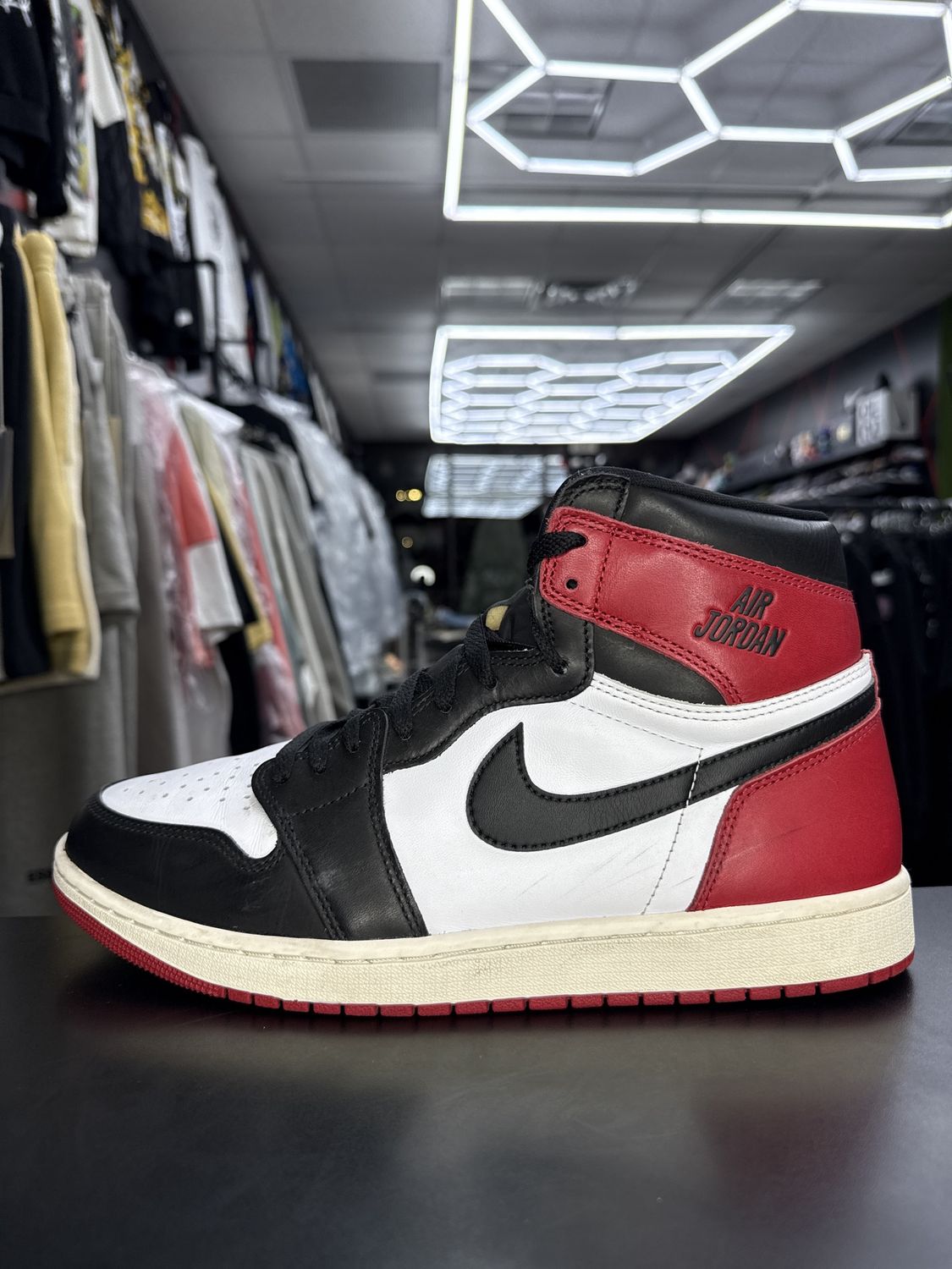 J1 “BLK TOE REIMAGINED”  (SZ 12)  USED/NO BOX