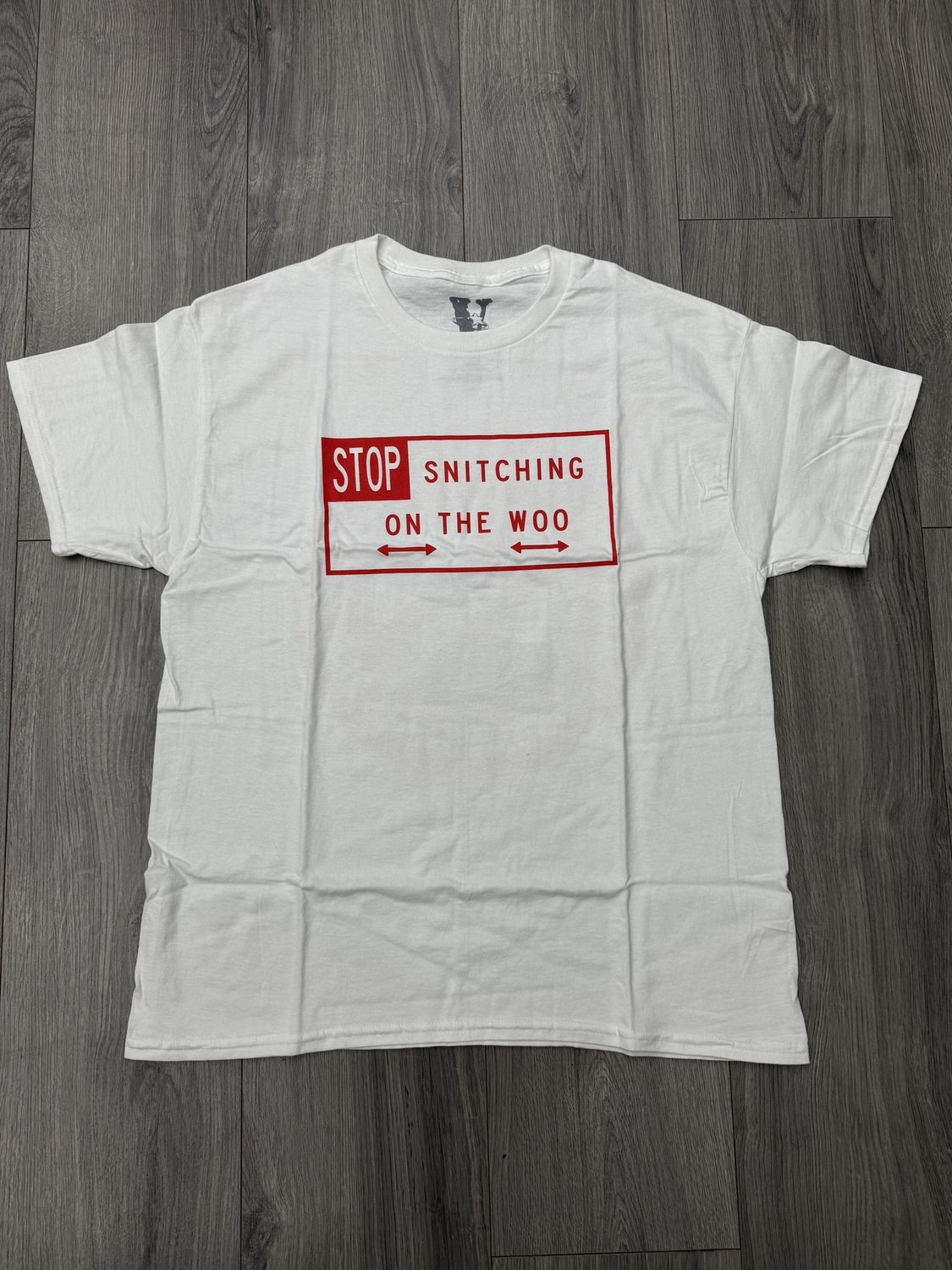 VLONE x POP SMOKE TEE “STOP SNITCHING/RED”  (LARGE)  NEW
