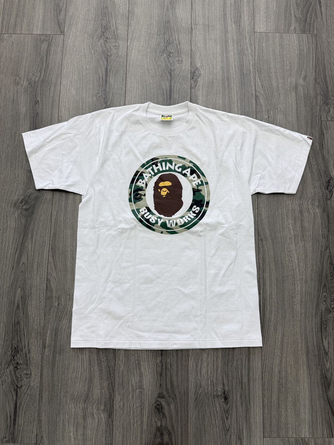 BAPE TEE “WHT/CAMO”   (LARGE)  NEW