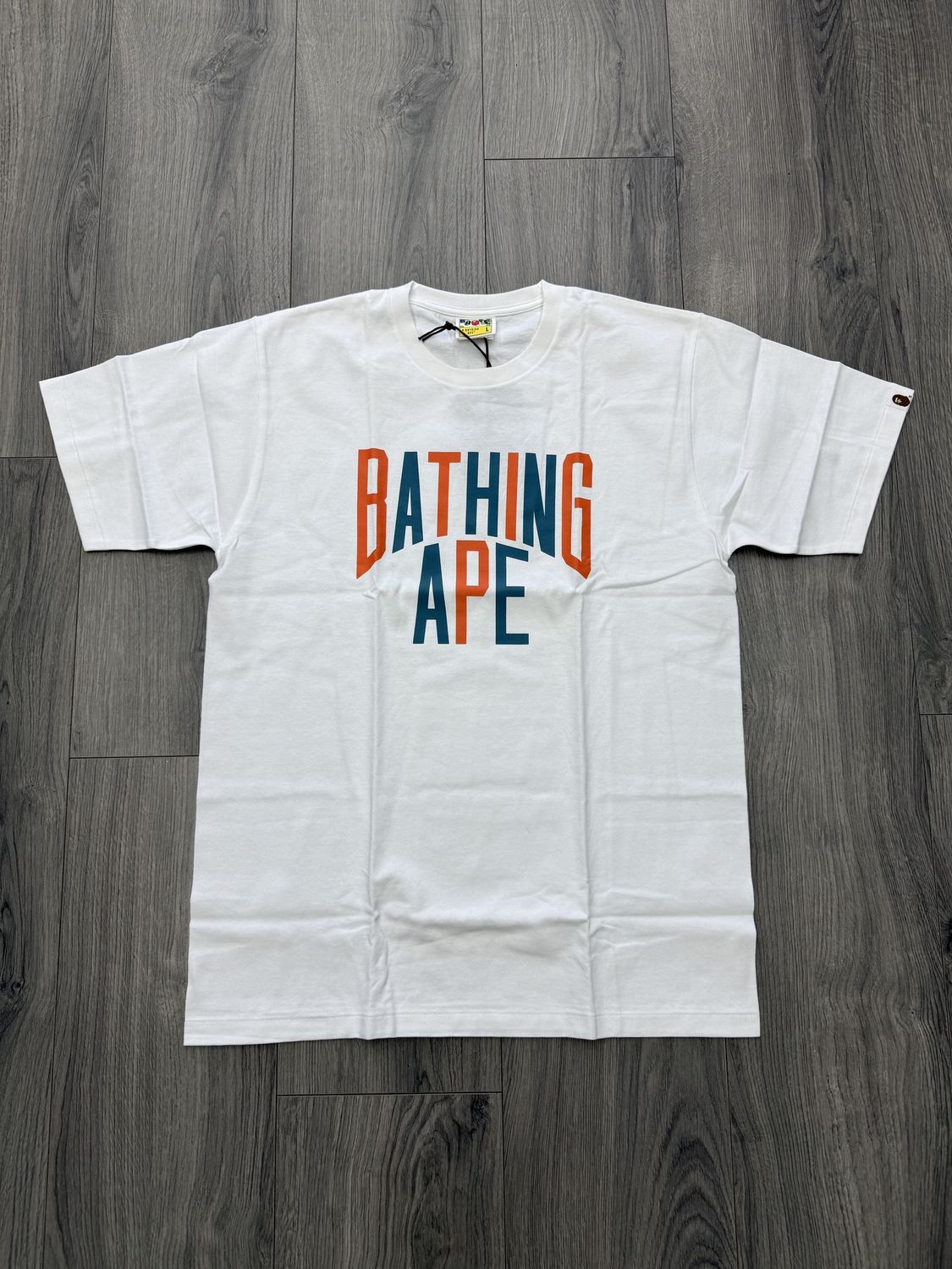 BAPE TEE “WHT/BLUE ORANGE”   (MEDIUM)  NEW