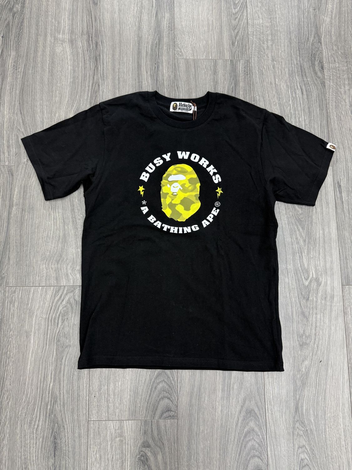 BAPE TEE “BLK/ YLW”   (MEDIUM)  NEW