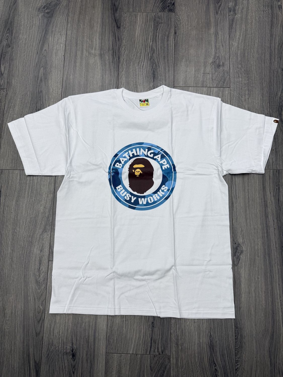 BAPE TEE “WHT/BLUE CAMO”   (2XL)  NEW