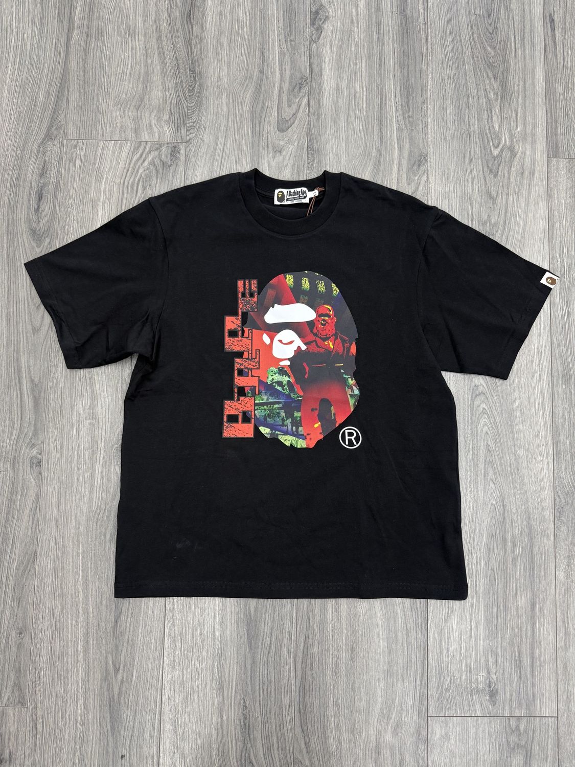 BAPE TEE OVERSIZED  “BLK/RED ”   (SMALL)  NEW