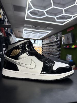 J1 MID “PATENT BLK GOLD”  (SZ 12)  USED/OG BOX