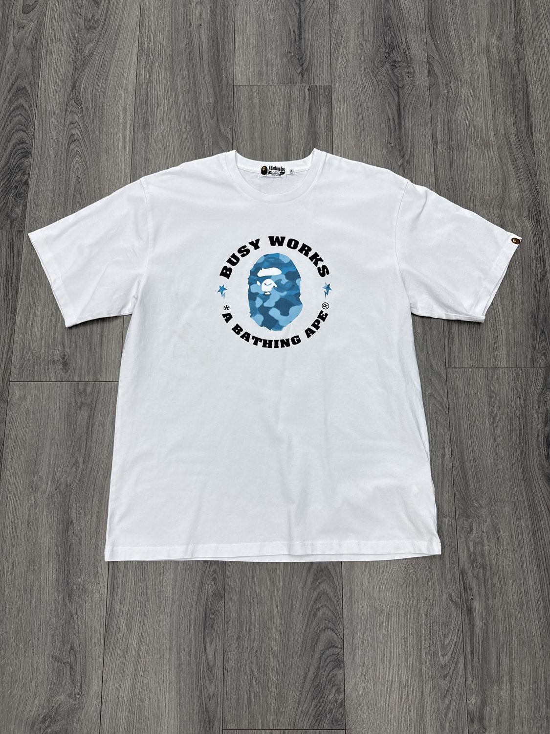 BAPE TEE “BLUE/WHT”  (2XL)  USED