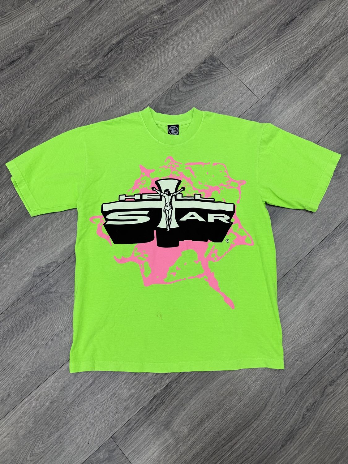 HELLSTAR TEE “GRN/CROSS”  (MEDIUM)  USED