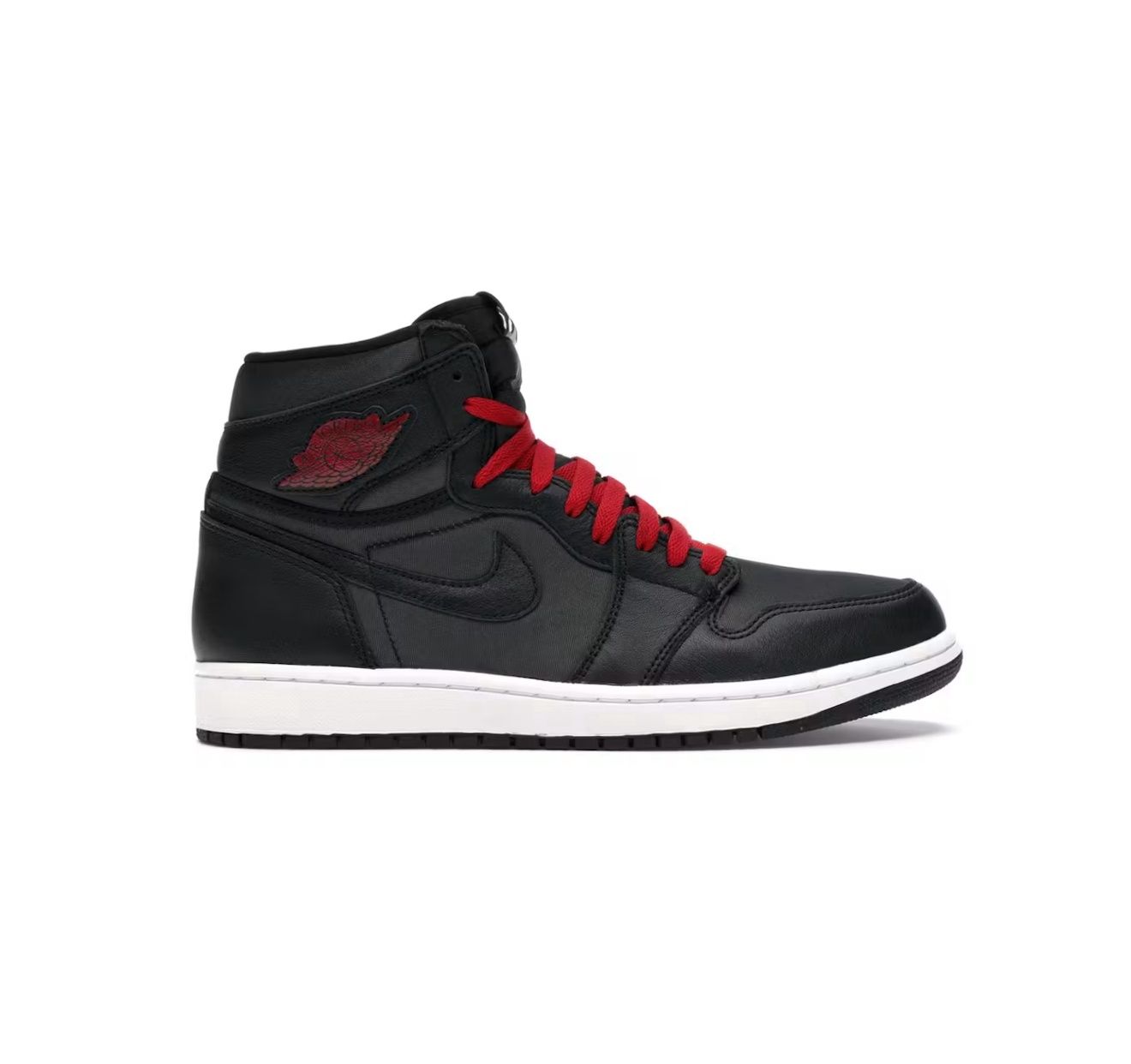 J1 “BLK SATIN/GRN RED”  (SZ 8.5)  NEW/OG ALL