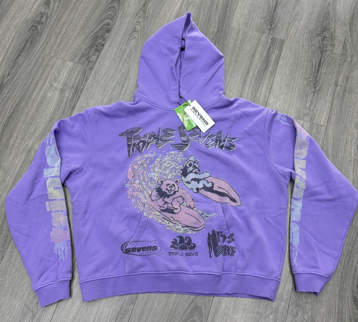TRIPLE 7s CLUB HOODIE “BEAR/PURPLE”  (MEDIUM)  NEW