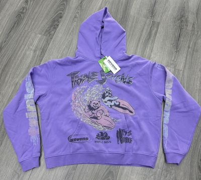 TRIPLE 7s CLUB HOODIE “BEAR/PURPLE”  (MEDIUM)  NEW