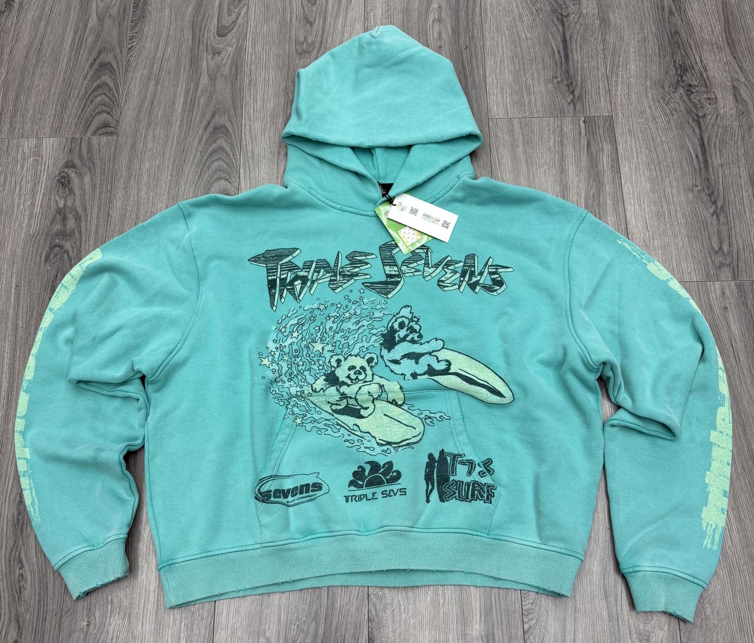 TRIPLE 7s CLUB HOODIE “BEAR/BLUE”  (MEDIUM)  NEW